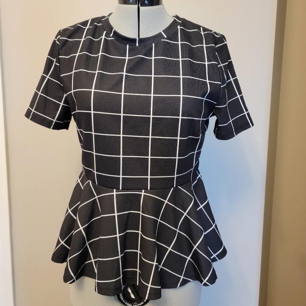 Black and White Grid Pattern Dress
